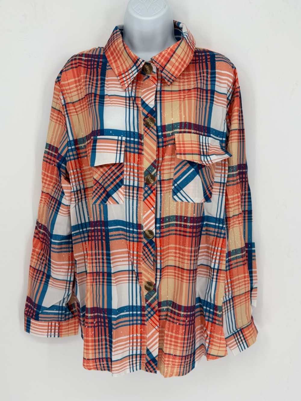 Lightweight Plaid Colorful Button up Top